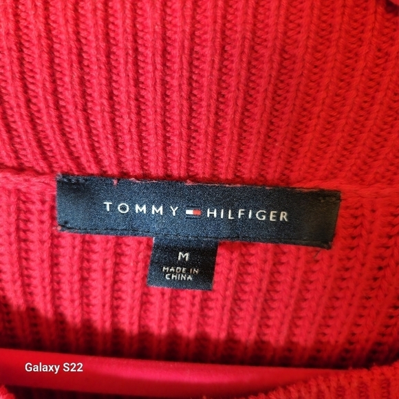 Tommy Hilfiger Red Cable Knit sweater Women's M - Picture 4 of 6